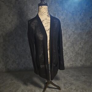 Black Open-Knit Women's Cardigan